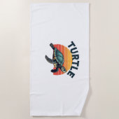 Serviette De Plage T-shirt tortue rétro (Devant)