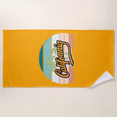 Serviette De Plage T-shirt Typographie Sunset Retro California (Devant)