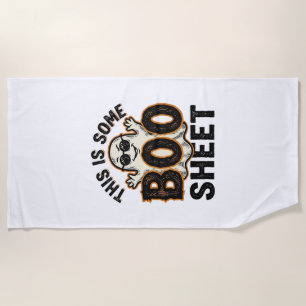 Serviette De Plage T-shirt vintage Halloween drôle de fantôme Boo She