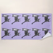 Serviette De Plage Tabby Chat Cute Jolie Purple Girls Chats Aquarelle (Devant)