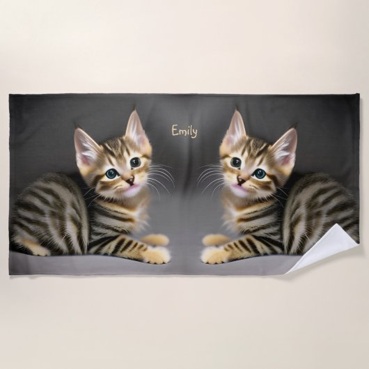 Serviette De Plage Tabby chatte moelleux chatte bébé (Devant)