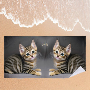 Serviette De Plage Tabby chatte moelleux chatte bébé