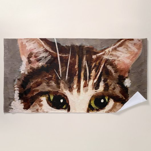 Serviette De Plage Tabby Kitten timide et curieux (Devant)