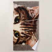 Serviette De Plage Tabby Kitten timide et curieux (Devant)
