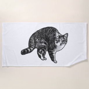Serviette De Plage Tabby Pause de Fêtes
