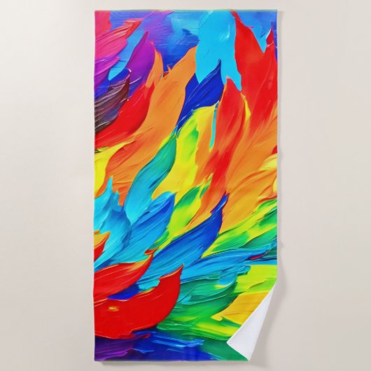 Serviette De Plage Tableau Abstrait de l'expressionnisme (Devant)