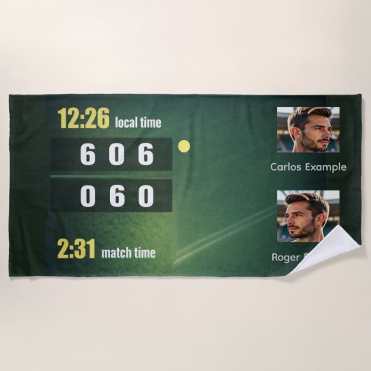 Serviette De Plage Tableau de score de tennis personnalisé Résultat d (Devant)