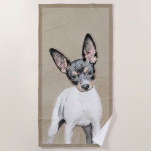 Serviette De Plage Tableau Rat Terrier - Cute Original Chien Art