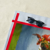 Serviette De Plage Tableau Tropical Red Fire Tree |Juste La Plage (En situation)
