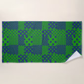Serviette De Plage Taches à pois verts bleus Patchwork (Devant)