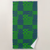 Serviette De Plage Taches à pois verts bleus Patchwork (Devant)