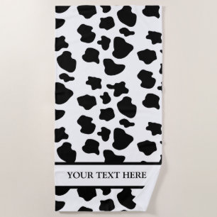 Serviette De Plage Taches de vache noire et blanche motif sur mesure