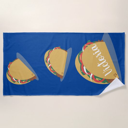 Serviette De Plage Taco Nom flottant Blue Beach Towel (Devant)