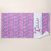 Serviette De Plage Tahlulah nom signifiant fleurs coeur rose serviett (Devant)