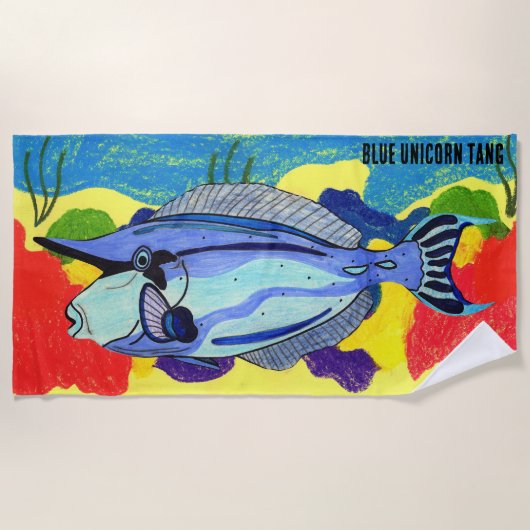 Serviette de plage Tang de licorne bleue très colo (Devant)