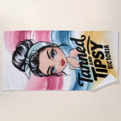 Serviette De Plage Tannée Et Tipsy - Voyage, Cadeau De Vacances Pour (Devant)