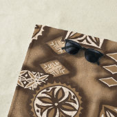 Serviette De Plage Tapa primitif hawaïen Warriian - Brown (En situation)