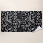 Serviette De Plage Tapa primitif Hawaïen Warriian - Gris (Devant)