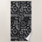 Serviette De Plage Tapa primitif Hawaïen Warriian - Gris (Devant)