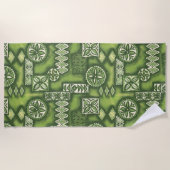 Serviette De Plage Tapa primitif Hawaiian Wave Warriian - Lime Green (Devant)