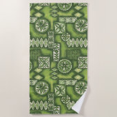 Serviette De Plage Tapa primitif Hawaiian Wave Warriian - Lime Green (Devant)