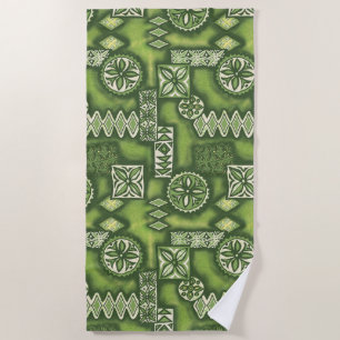 Serviette De Plage Tapa primitif Hawaiian Wave Warriian - Lime Green