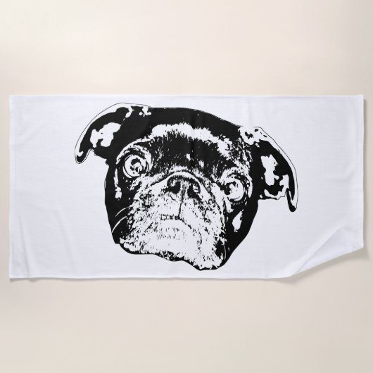 Serviette De Plage Tapis de bain Pug Crisp (Devant)