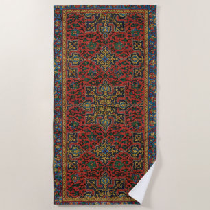Serviette De Plage Tapis persan rouge bleu classique
