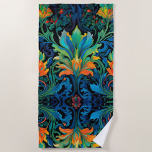 Serviette De Plage Tapisserie florale Abstraite Gras Vivid Coloré