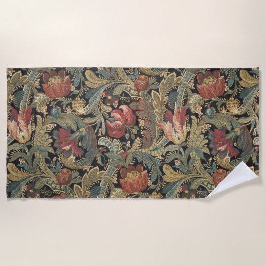 Serviette De Plage Tapisserie florale riche Brocade Antique Classique (Devant)