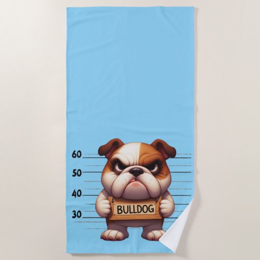 Serviette De Plage Taquin Bouledogue (Devant)