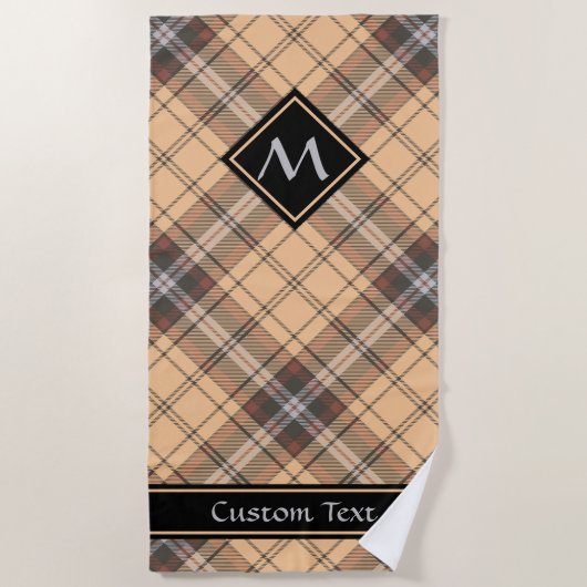 Serviette De Plage Tartan beige et Brown (Devant)