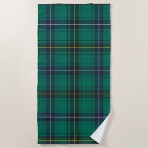 Serviette De Plage Tartan de chèque vert de Clan Henderson