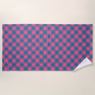 Serviette De Plage Tartan Rose Et Bleu