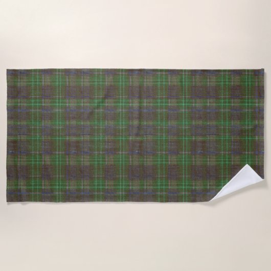 Serviette De Plage Tartan Vert de la Forêt Cabine (Devant)