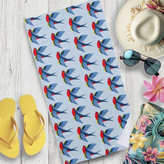 Serviette De Plage Tatouage bleu rouge avale
