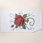 Serviette de plage "Tattoo Style Rose Rouge" (Devant)