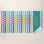 Serviette De Plage Teal Aqua Geometric Pattern (Devant)
