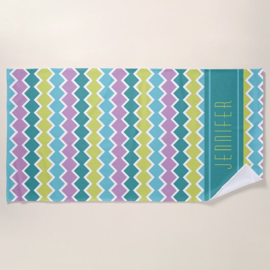 Serviette De Plage Teal Aqua Geometric Pattern (Devant)