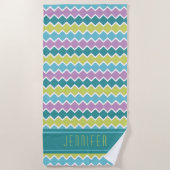 Serviette De Plage Teal Aqua Geometric Pattern (Devant)