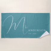 Serviette De Plage Teal Blue Newlyweds Mr Name Personalized Honeymoon (Devant)