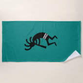 Serviette De Plage Teal Et Noir Kokopelli Design (Devant)