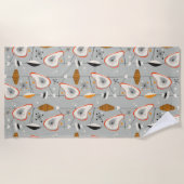 Serviette De Plage Teal géométrique et motif bleu (Devant)