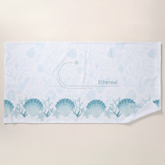 Serviette De Plage Teal Oceanic Pearls Personalised Beach Towel (Devant)
