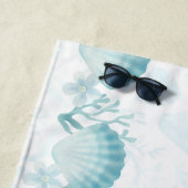 Serviette De Plage Teal Oceanic Pearls Personalised Beach Towel (En situation)