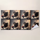 Serviette De Plage "Techno-Feathers : Le robot futuriste Emu" (Devant)