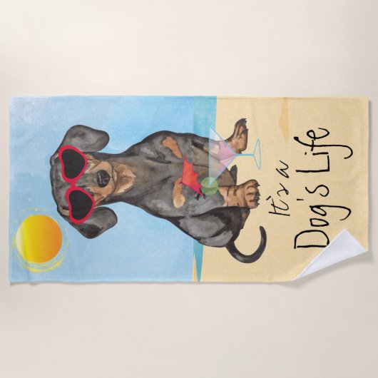 Serviette De Plage Teckel d'été (Devant)
