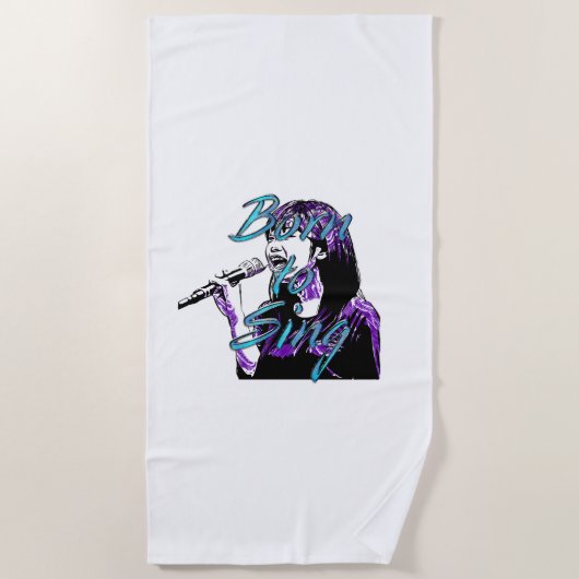 Serviette De Plage TEE Né pour chanter (Devant)