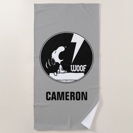 Serviette De Plage Tee - shirt | Snoopy Howling | Ajouter Votre Nom (Devant)