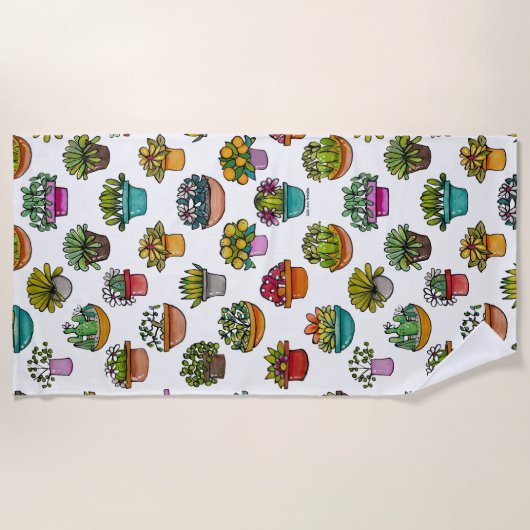 Serviette De Plage Teindre les plantes dans des pots (Devant)